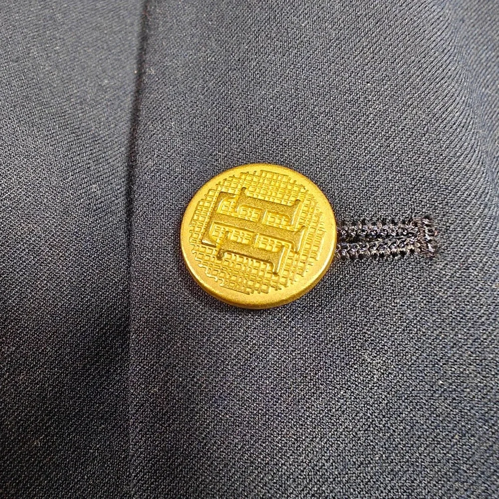 Tommy Hilfiger Mens Navy Blue Gold Button Blazer Sportcoat Ivy Preppy Jacket 36S